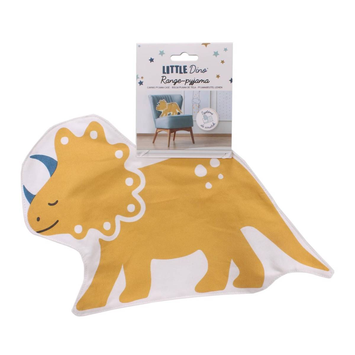 The Home Deco Kids - Rangement Pyjama Enfant "Dinosaure" 28cm Jaune - Image 3