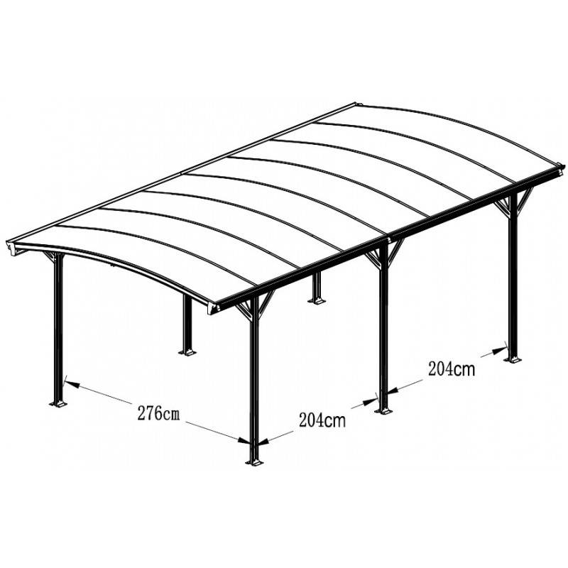 X-Metal - Carport autoportant aluminium blanc 17,28 m² polycarbonate 6mm kit ancrage X-Metal - Image 5