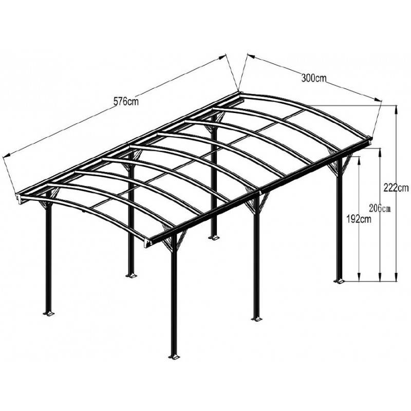 X-Metal - Carport autoportant aluminium blanc 17,28 m² polycarbonate 6mm kit ancrage X-Metal - Image 4