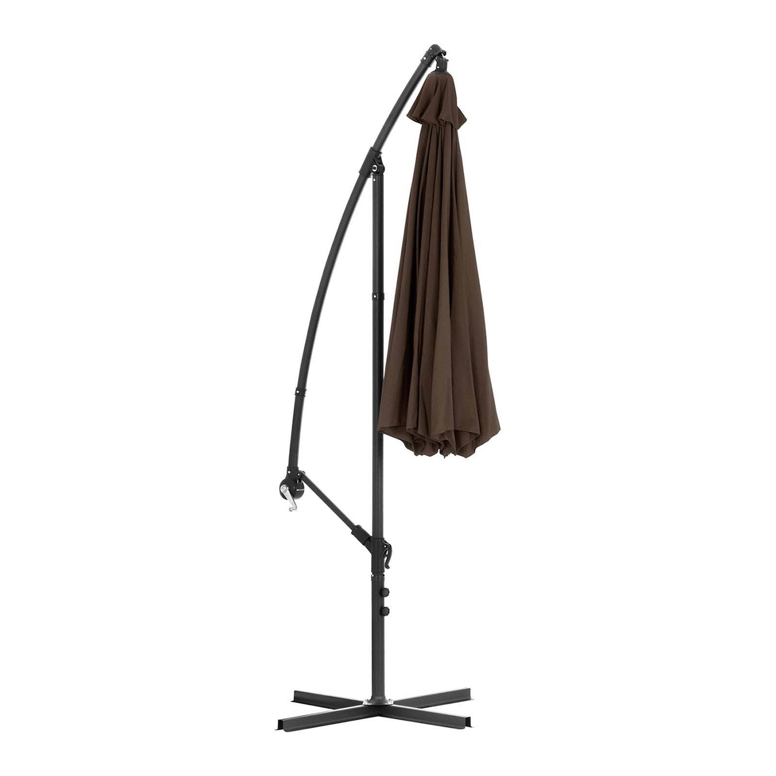 Helloshop26 - Parasol déporté rond diamètre 300 cm inclinable marron - Image 4