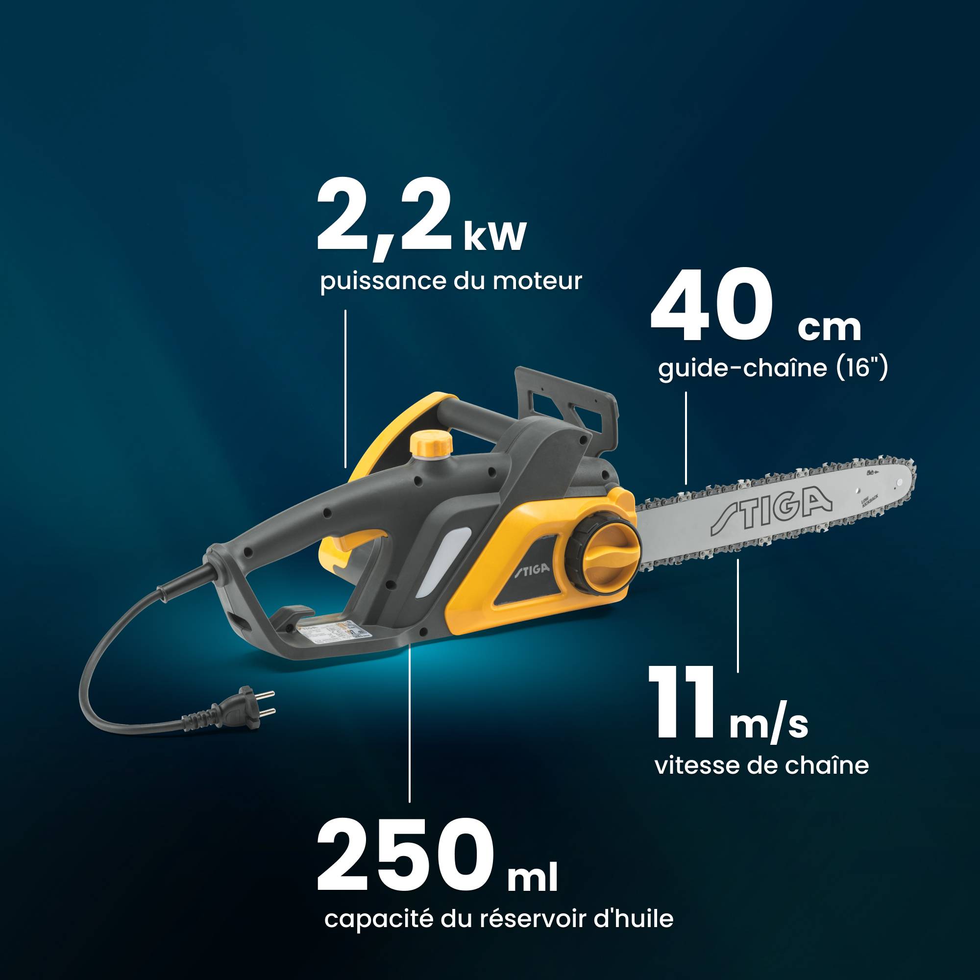 Stiga - Tronçonneuse CS 122c (16"), moteur 2.2kW, tension sans outil - STIGA - Image 4