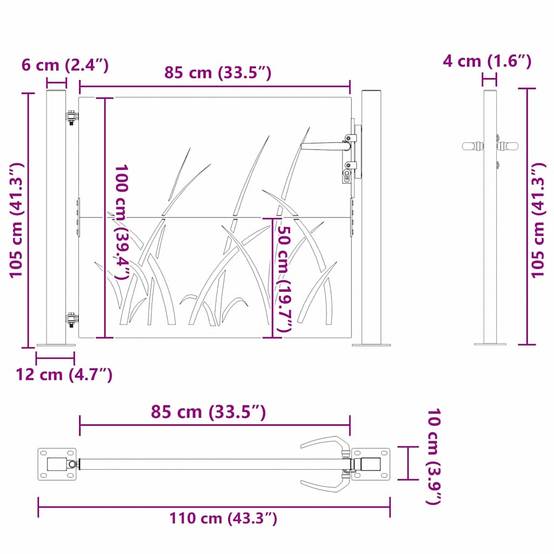 Porte de Jardin Acier Noir Découpe Laser Élégante et Robuste pour Passage Extérieur 105x100 cm – ComfortXL Outdoor Living - Image 8