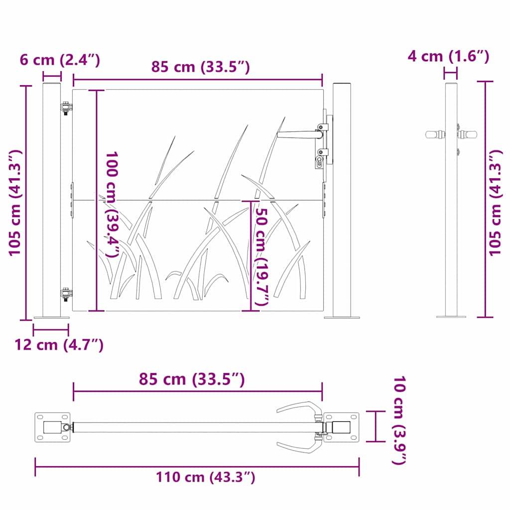 Porte de Jardin Acier Noir Découpe Laser Élégante et Robuste pour Passage Extérieur 105x100 cm – ComfortXL Outdoor Living - Image 8