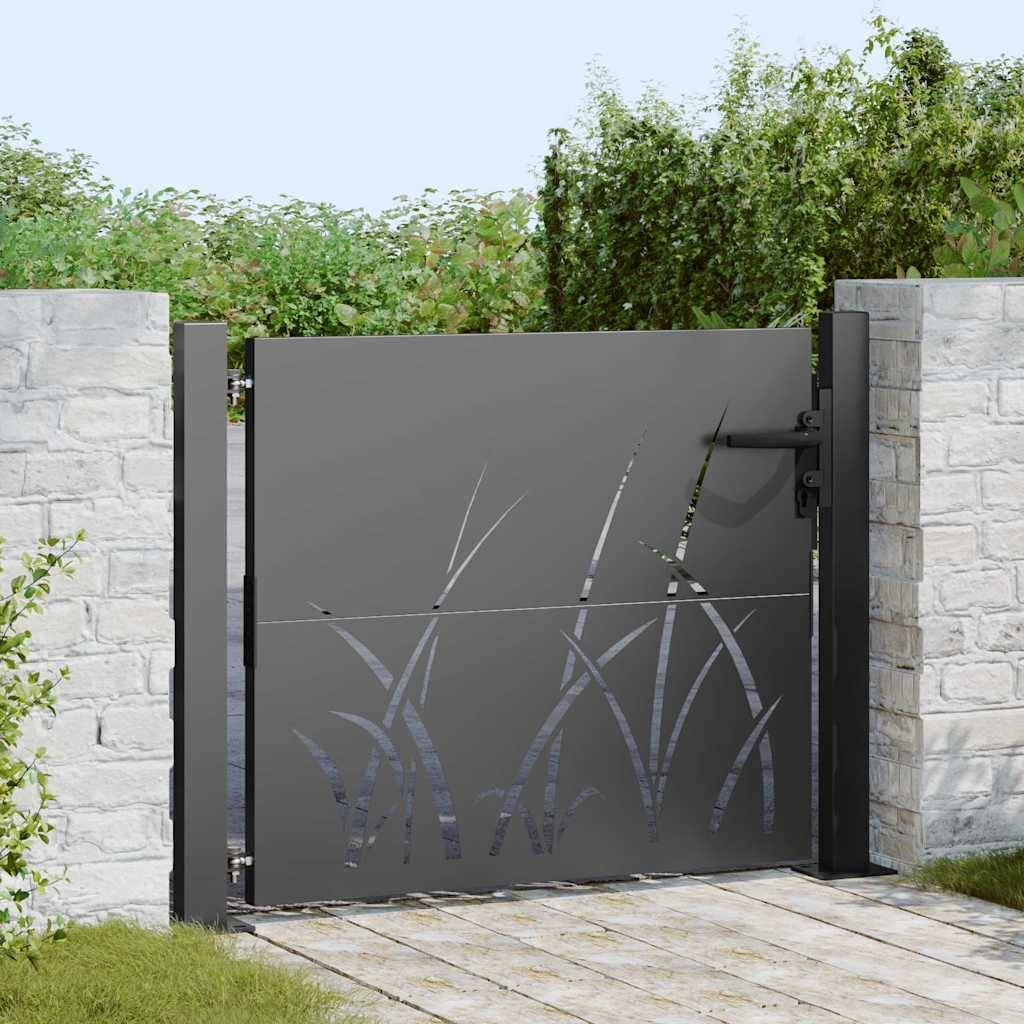 Porte de Jardin Acier Noir Découpe Laser Élégante et Robuste pour Passage Extérieur 105x100 cm – ComfortXL Outdoor Living - Image 1