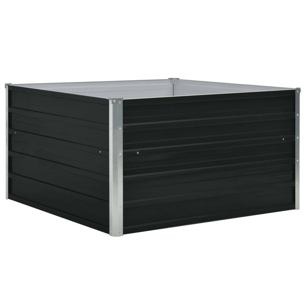 Jardinière 100 x 100 x 45 cm acier galvanisé anthracite - Image 1