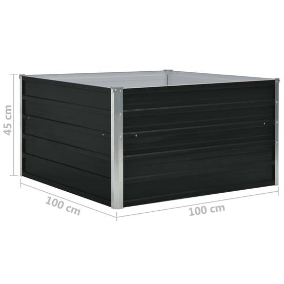 Jardinière 100 x 100 x 45 cm acier galvanisé anthracite - Image 5