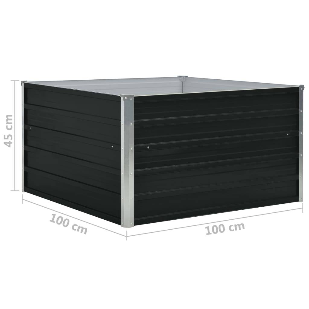Jardinière 100 x 100 x 45 cm acier galvanisé anthracite - Image 5