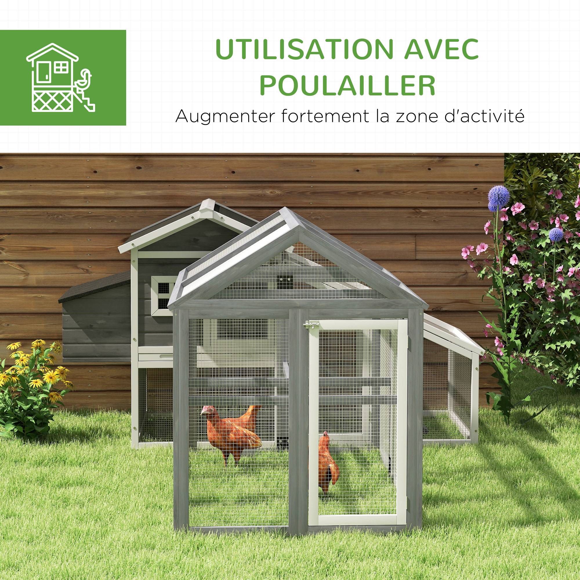 Enclos pour volailles bois massif gris 140 x 88.5 x 106 cm - PANGIVO - Image 8