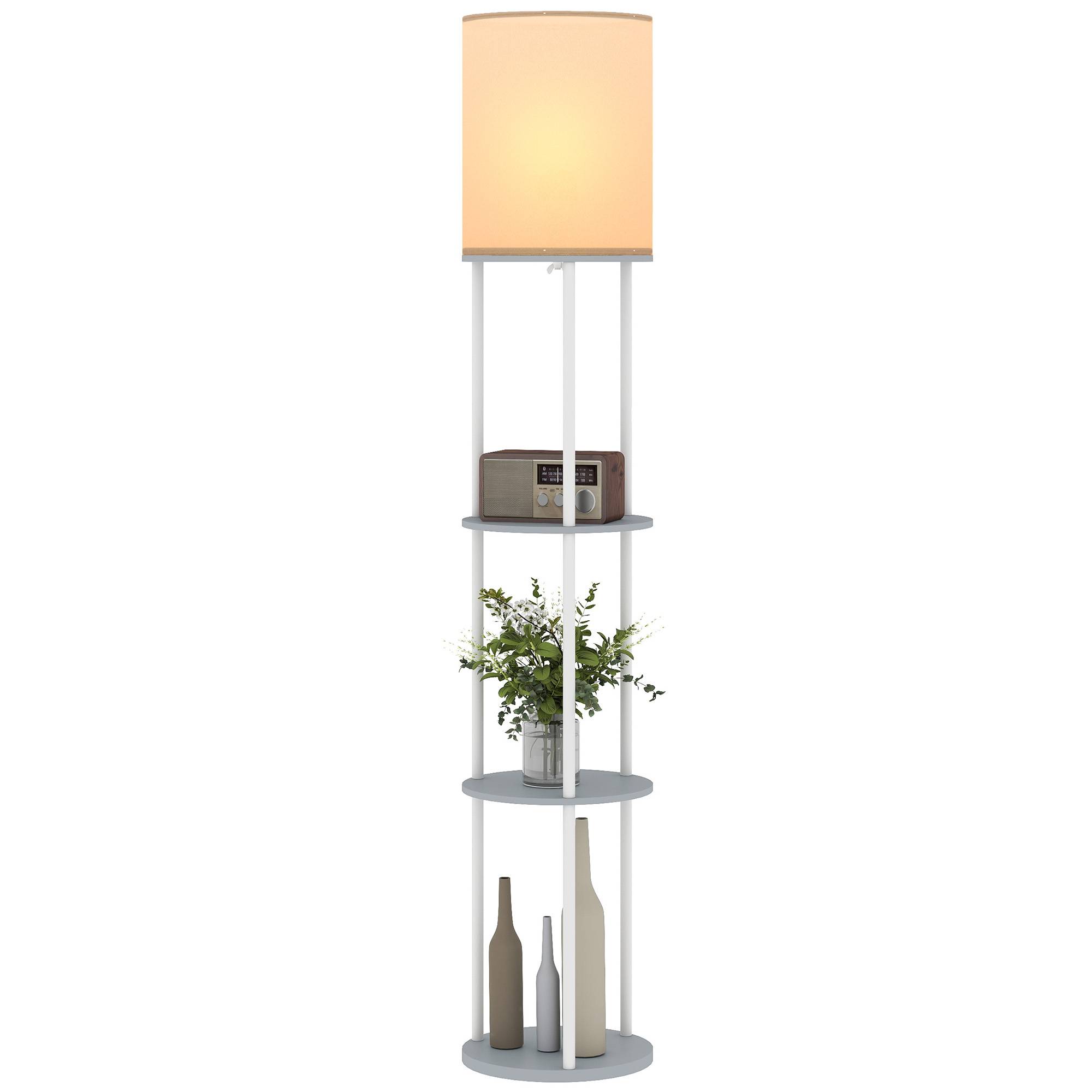 Lampe design gris forme tarte avec étagères 3 températures lumineuses télécommandée - Image 2