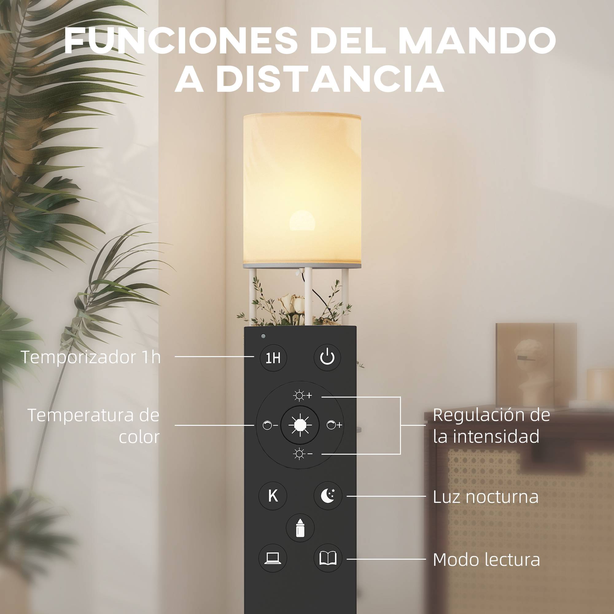 Lampe design gris forme tarte avec étagères 3 températures lumineuses télécommandée - Image 8