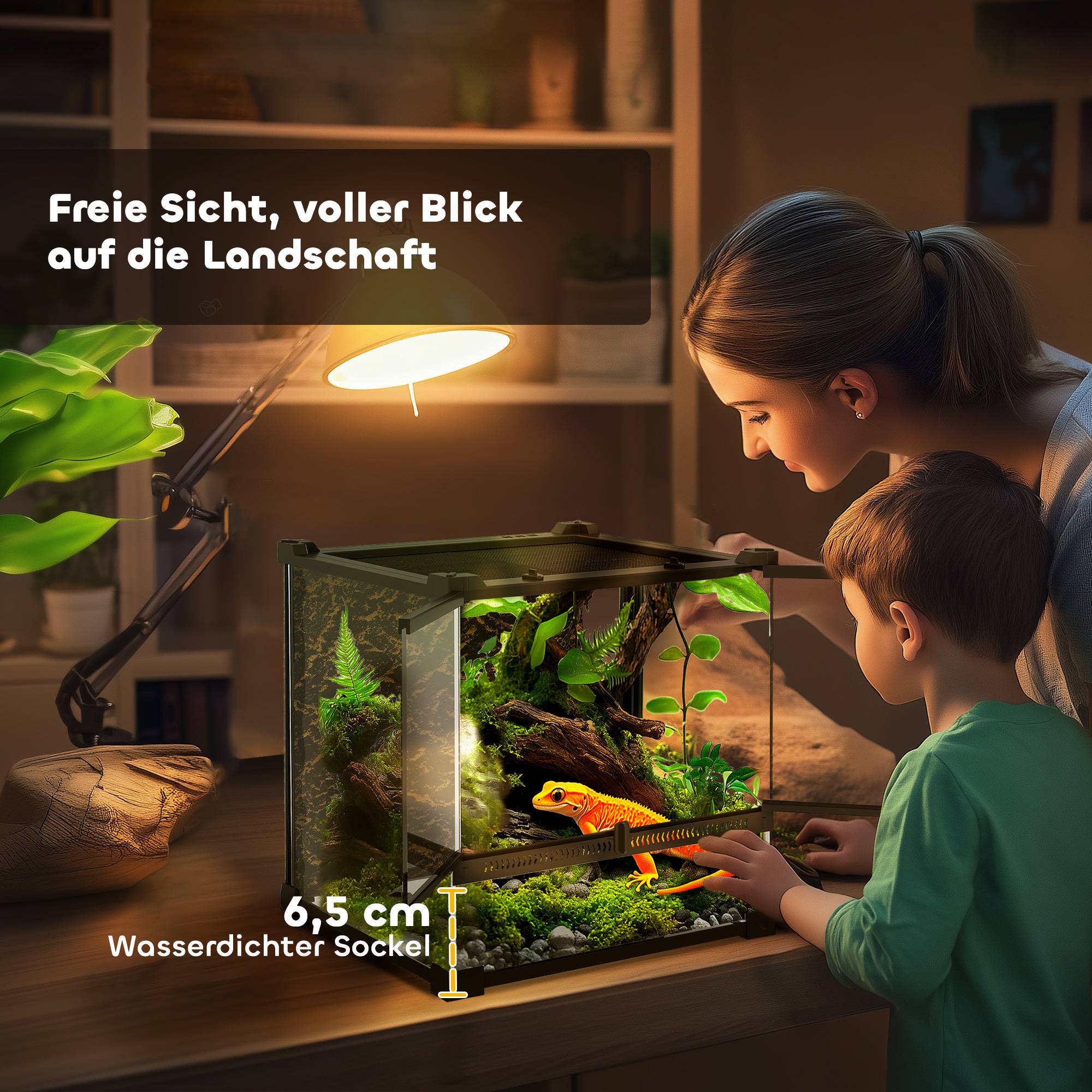 ComfortXL - Terrarium reptile verre trempé et acier noir avec fond étanche surélevé pour reptiles ventilation renforcée - Image 7