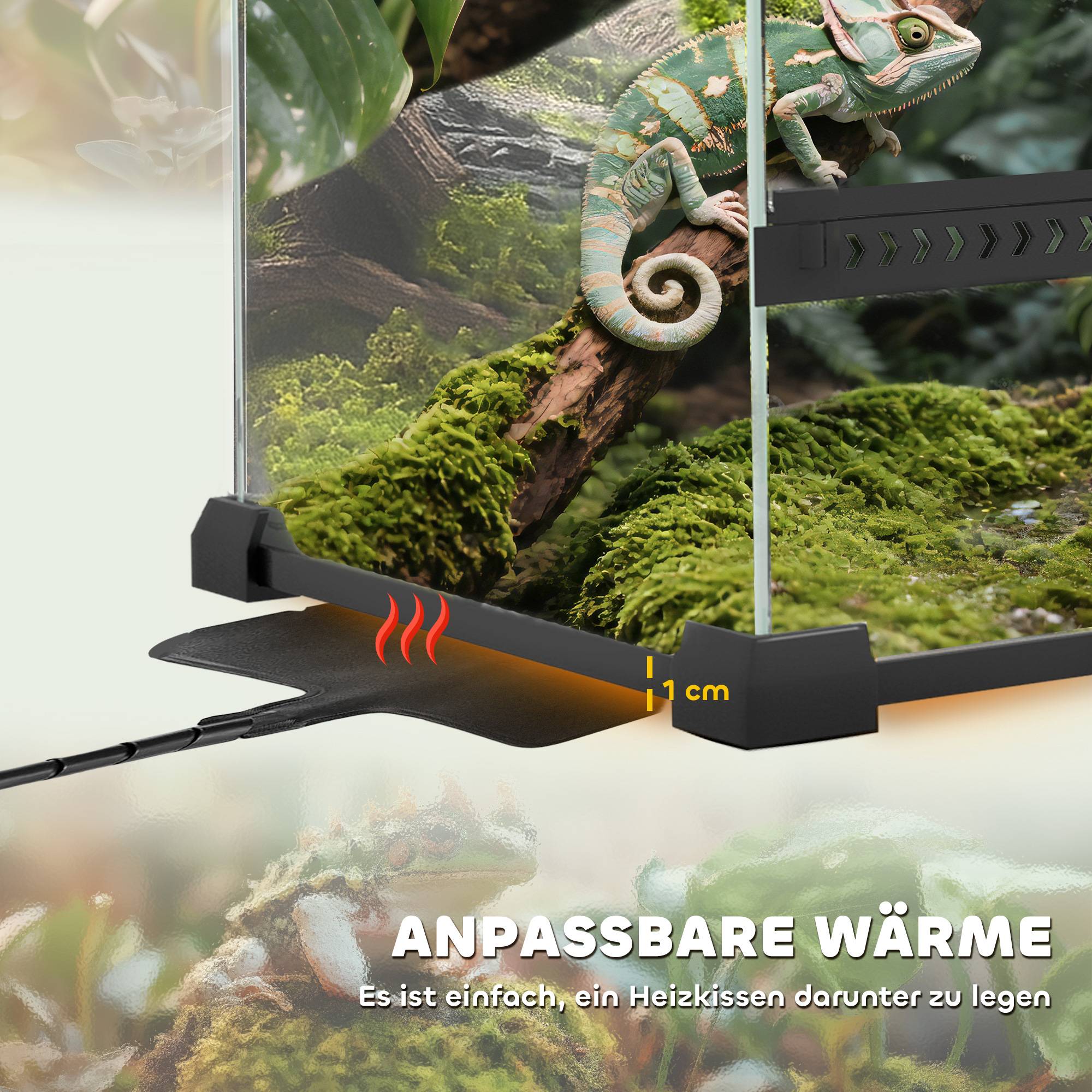 ComfortXL - Terrarium reptile verre trempé et acier noir avec fond étanche surélevé pour reptiles ventilation renforcée - Image 8