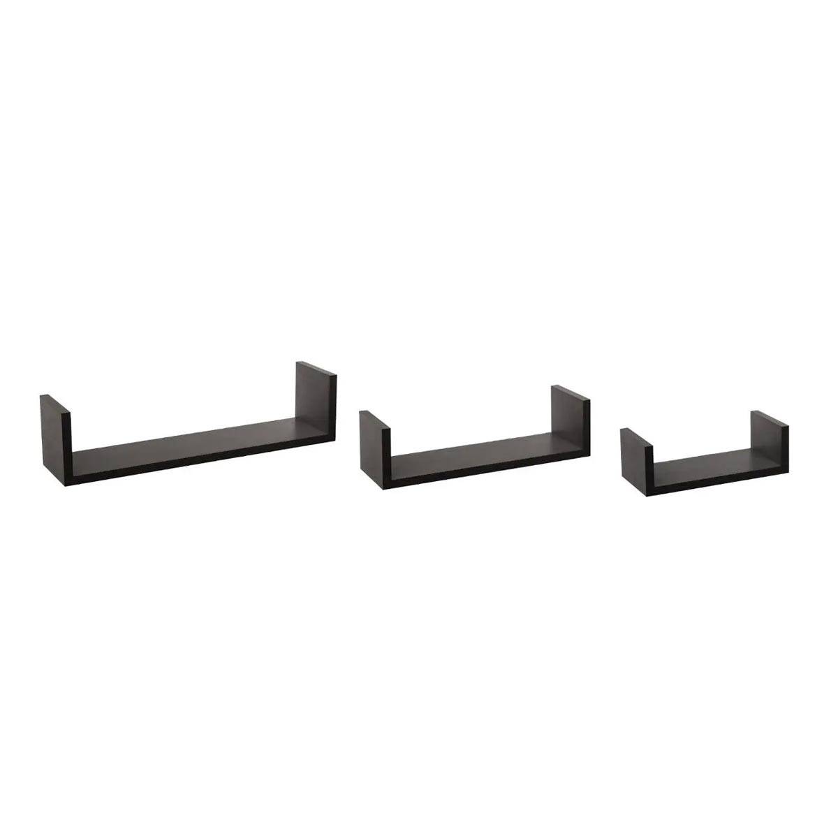 Lot de 3 Étagères Murales "Bord" 42cm Noir