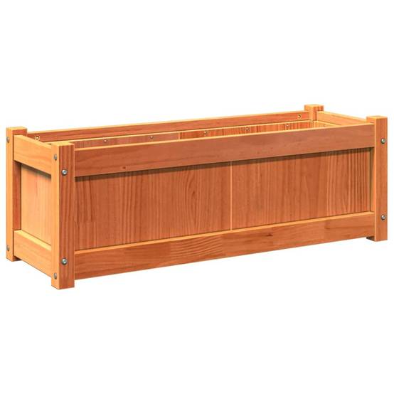 Helloshop26 - Jardinière bac lit surélevé plantes fleurs jardin terrasses lot de 2 cire bois de pin massif marron - Image 2