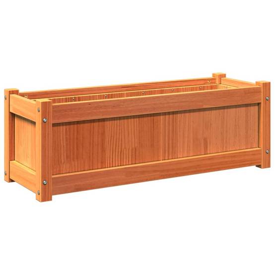 Helloshop26 - Jardinière bac lit surélevé plantes fleurs jardin terrasses lot de 2 cire bois de pin massif marron - Image 5