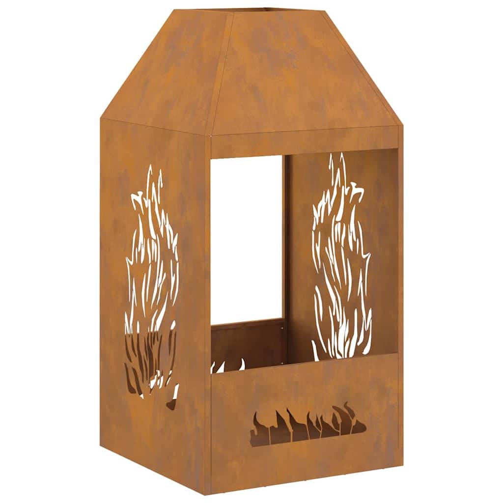 Cheminée de Jardin Acier Foyer Vertical Chauffage Extérieur Terrasse Marron 100cm – ComfortXL Outdoor Living - Image 2