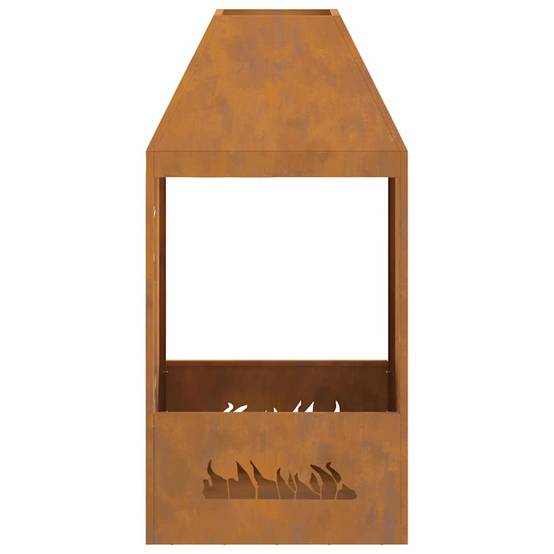 Cheminée de Jardin Acier Foyer Vertical Chauffage Extérieur Terrasse Marron 100cm – ComfortXL Outdoor Living - Image 6