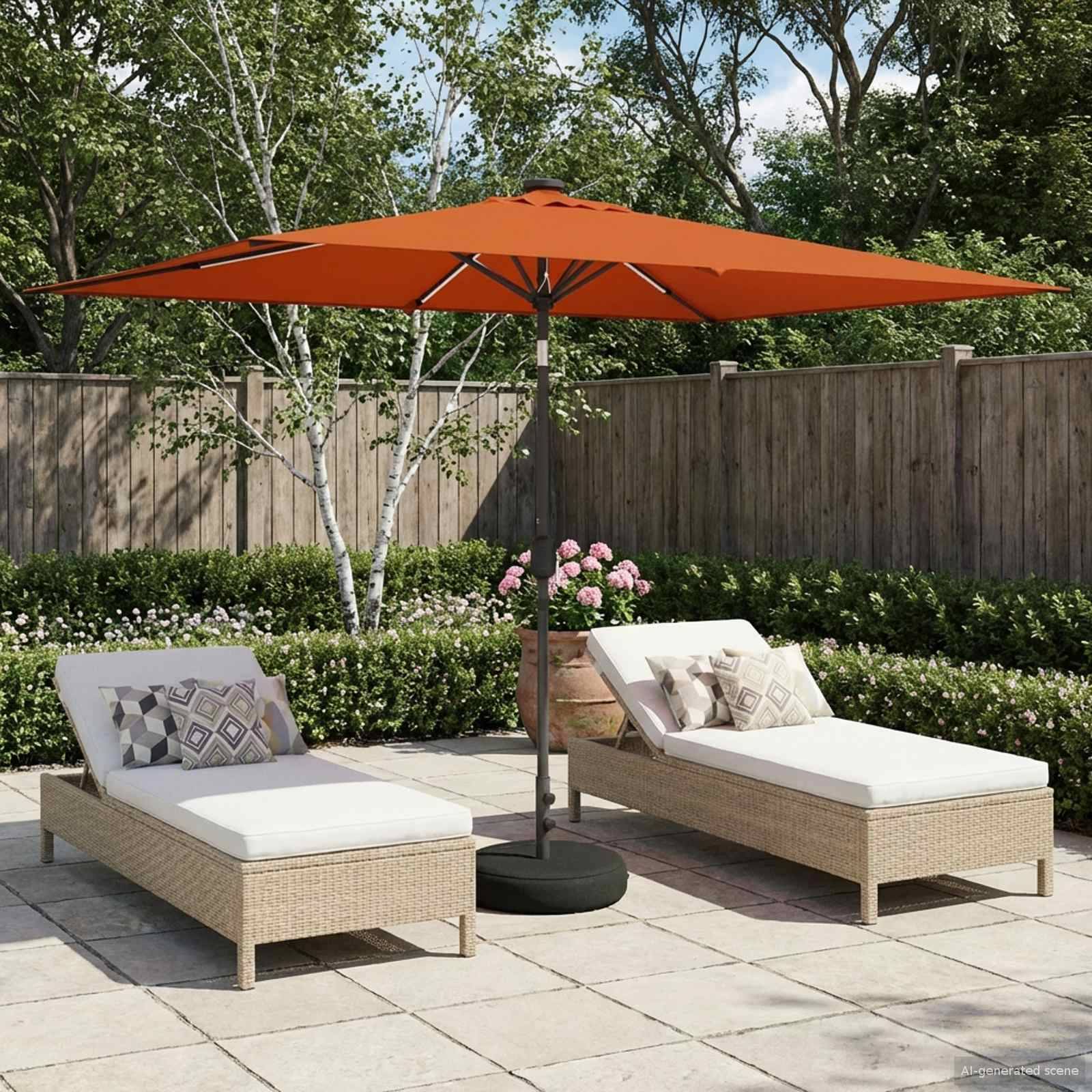 PANGIVO - Parasol de jardin polyester terre cuite 290 x 190 x 235 cm - PANGIVO - Image 1
