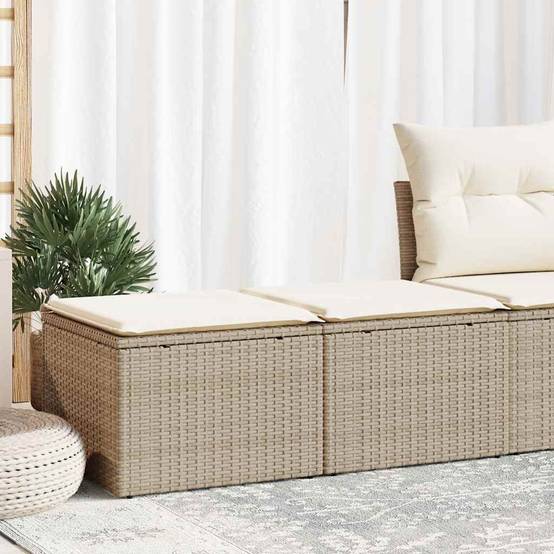 Salon de jardin avec coussins 2 pcs | Mobilier d'extérieur beige résine tressée acacia Maison Chic - Image 2