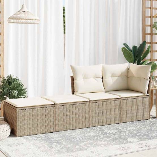 Salon de jardin avec coussins 2 pcs | Mobilier d'extérieur beige résine tressée acacia Maison Chic - Image 3