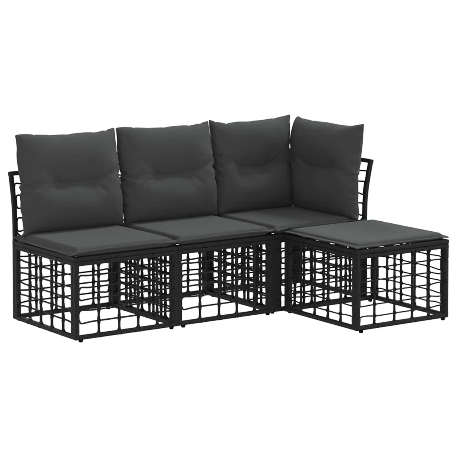 Vidaxl - Ensemble de canapés d'extérieur 4 place-Salons de jardin Noir Polyester 266588 - Image 2