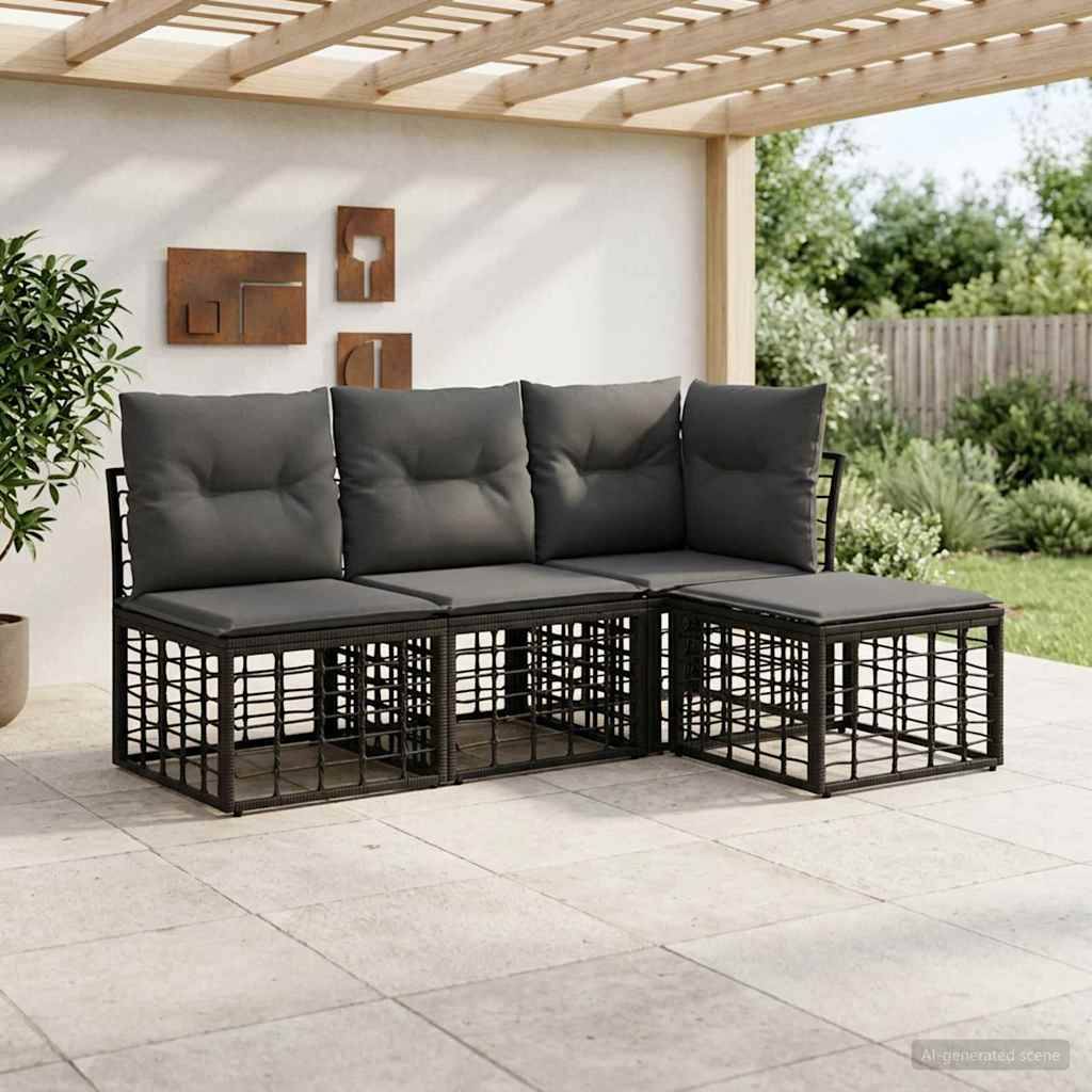 Vidaxl - Ensemble de canapés d'extérieur 4 place-Salons de jardin Noir Polyester 266588