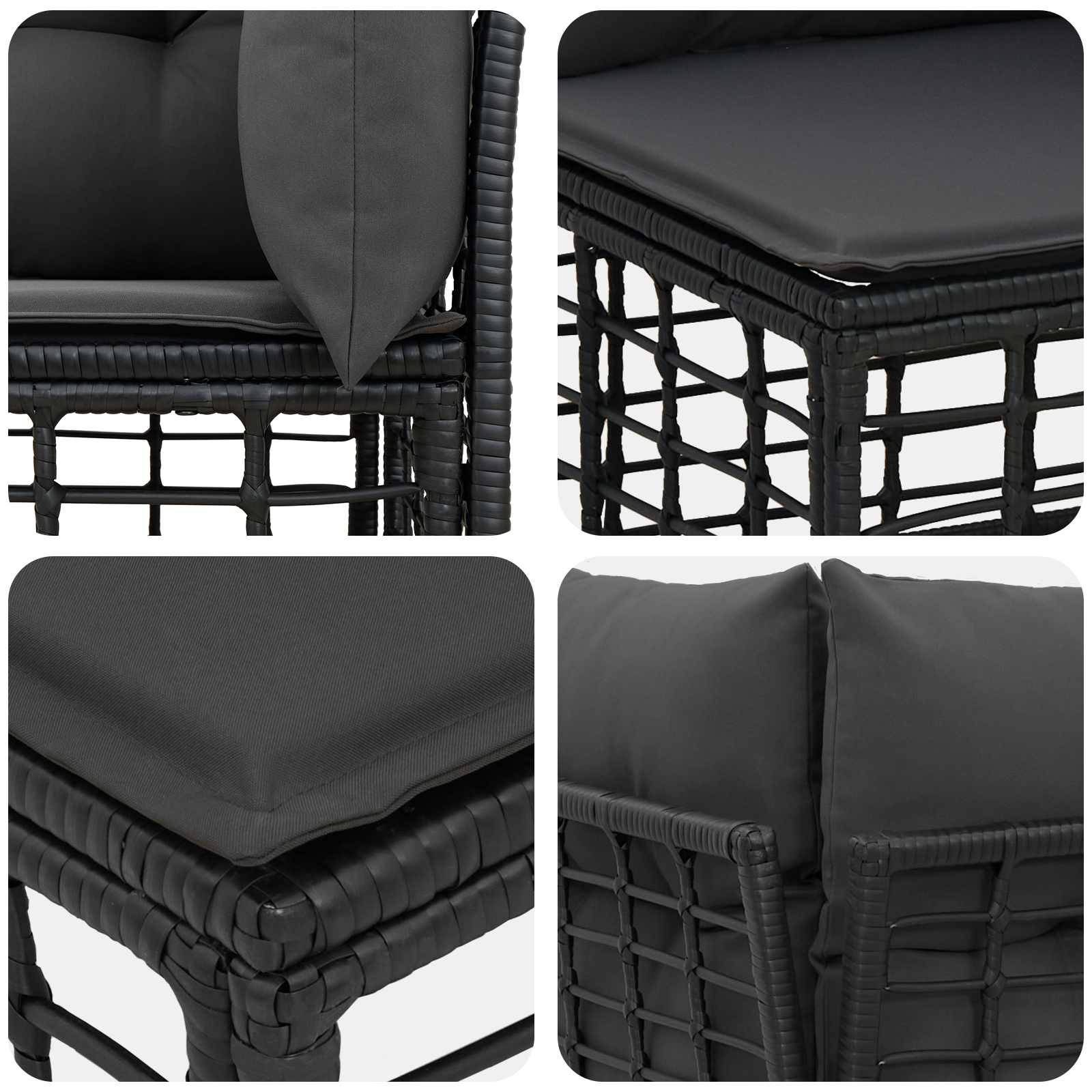 Vidaxl - Ensemble de canapés d'extérieur 4 place-Salons de jardin Noir Polyester 266588 - Image 6
