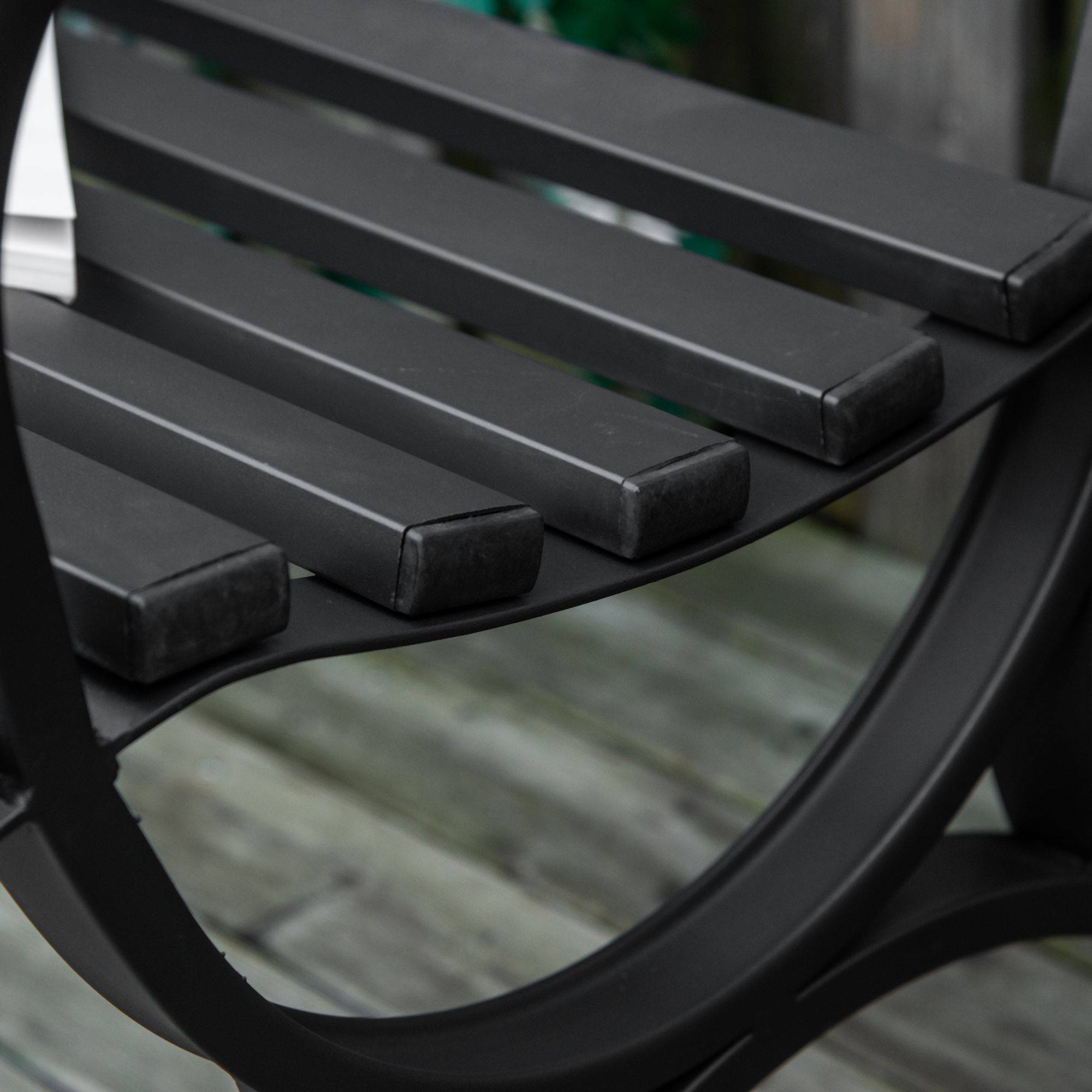 Outsunny - Banc de jardin 2 places style néo-rétro fer forgé dim. 128L x 58l x 85H cm acier époxy fonte noir - Outsunny - Image 7