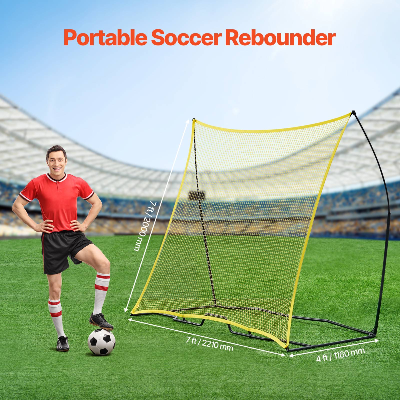 Vevor - VEVOR Filet de rebond football 213,3 x 213,3 cm, cadre en fer et filet polyester, sac de transport inclus, entraînement solo et collectif. - Image 2