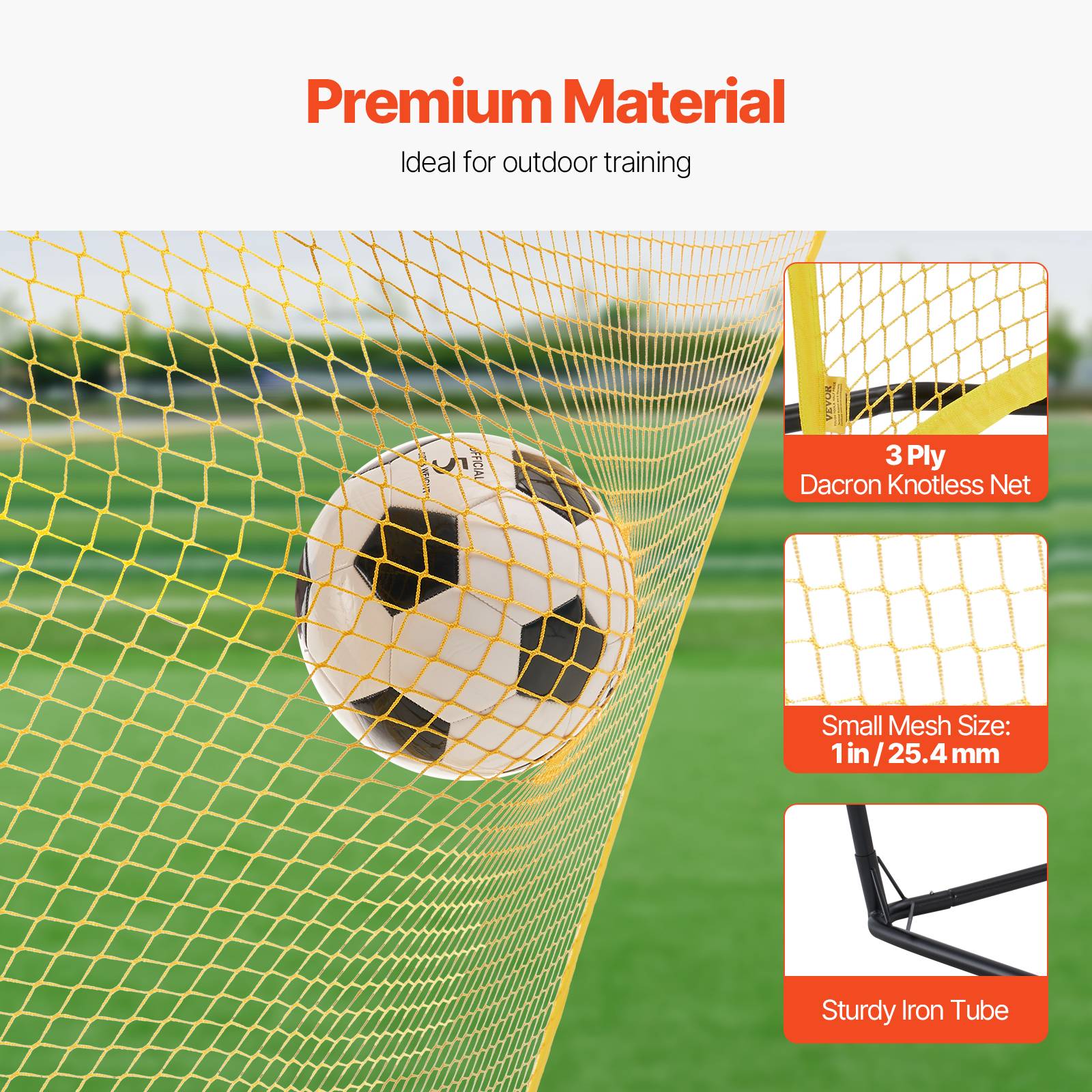 Vevor - VEVOR Filet de rebond football 213,3 x 213,3 cm, cadre en fer et filet polyester, sac de transport inclus, entraînement solo et collectif. - Image 4