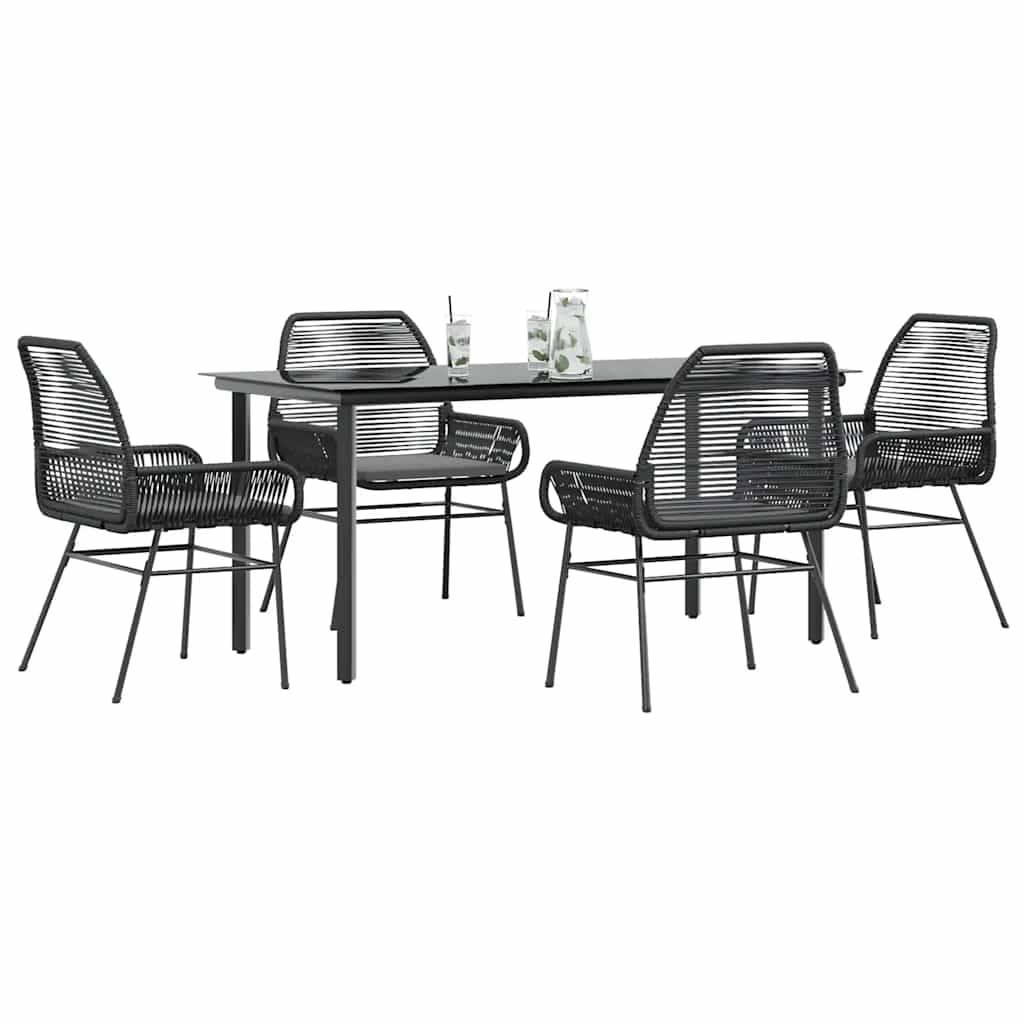 ComfortXL - Table et Chaises de Jardin 4 Personnes Poly Rotin Noir avec Coussins Épais Table Verre 160cm – ComfortXL Outdoor Living - Image 1