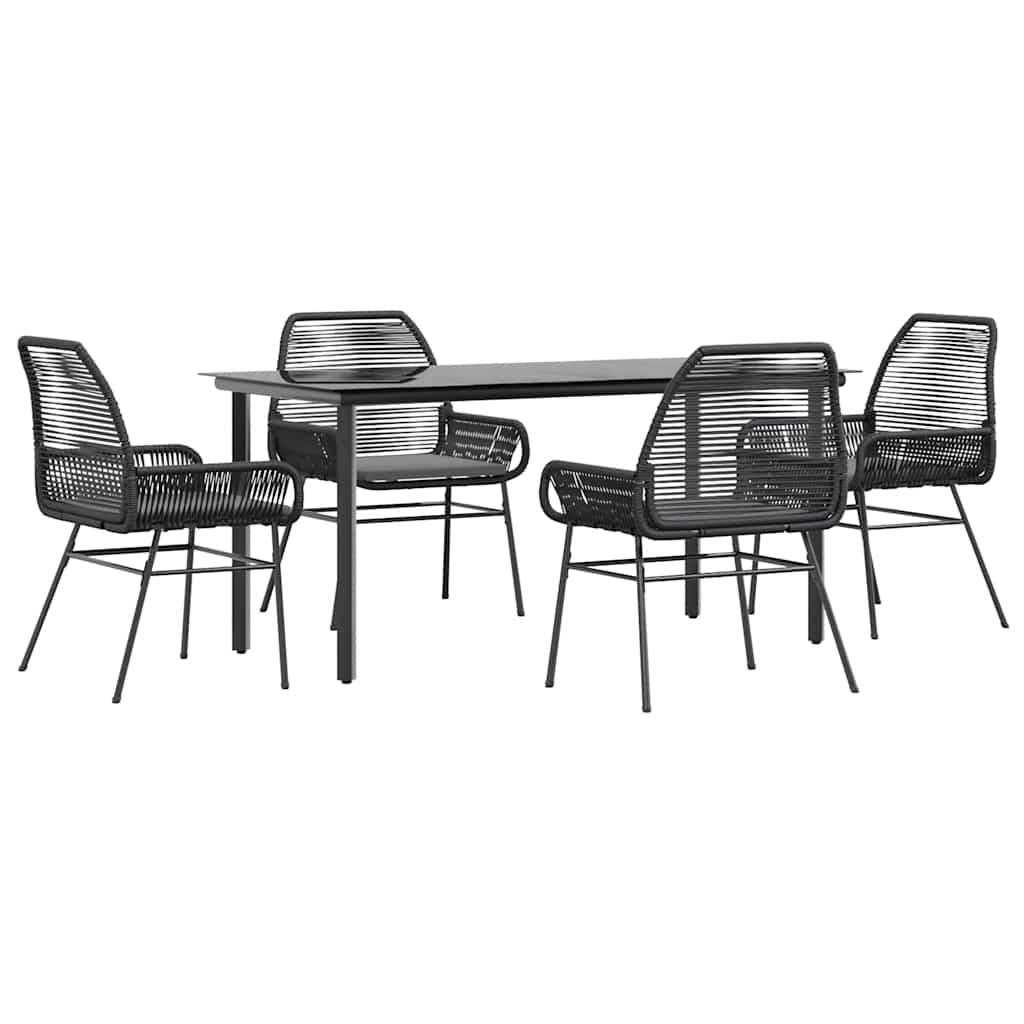 ComfortXL - Table et Chaises de Jardin 4 Personnes Poly Rotin Noir avec Coussins Épais Table Verre 160cm – ComfortXL Outdoor Living - Image 2