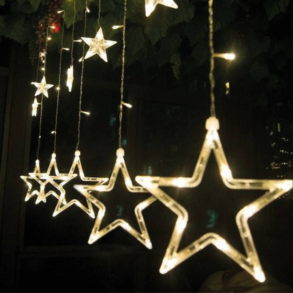 Rideaux lumineux étoilé avec LED à piles Unité Blanc Chaud - Image 3