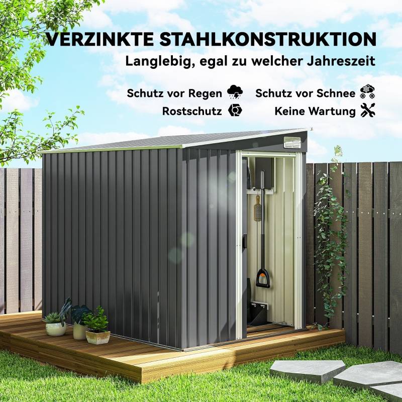 ComfortXL - Abri de jardin acier galvanisé pour outils toit monopente 2,81m² gris foncé - ComfortXL Outdoor Living - Image 4