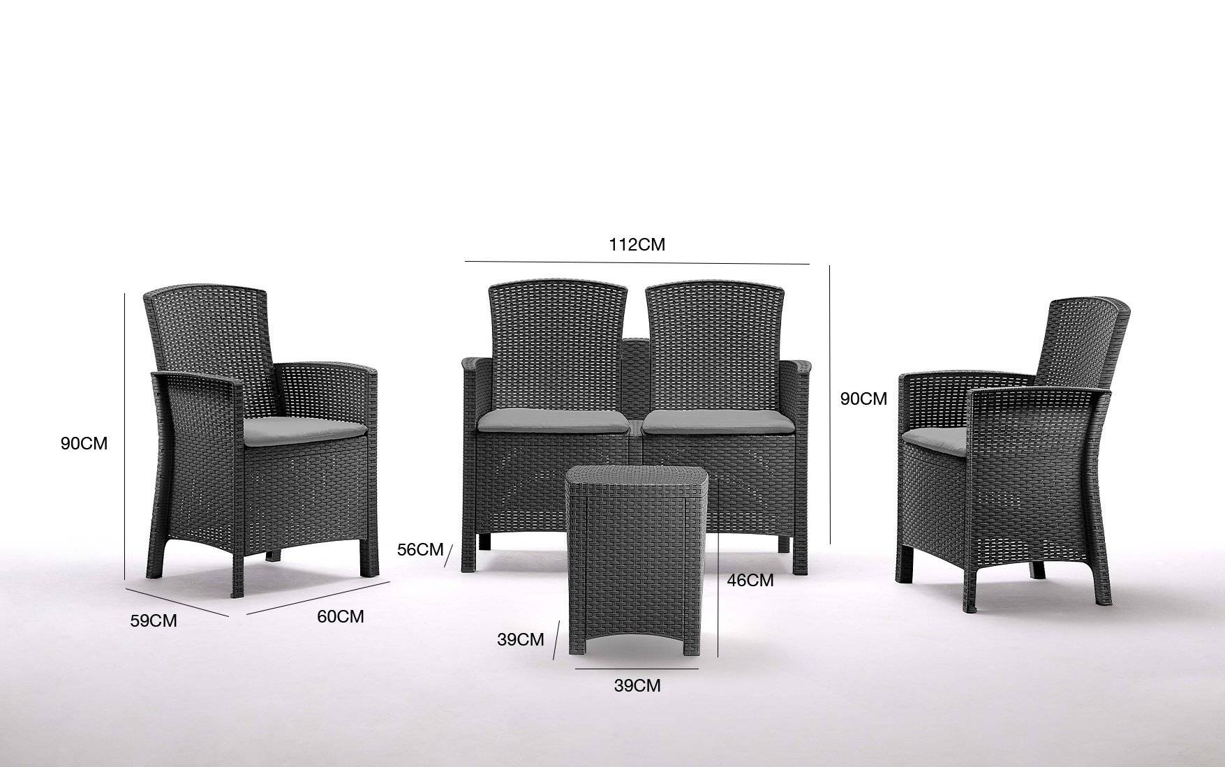 Dmora - Set salon d'extérieur Nettuno, Salon d'extérieur, Kit terrasse ou jardin, Composition d'un salon d'extérieur, Made in Italy, Anthracite - Image 3