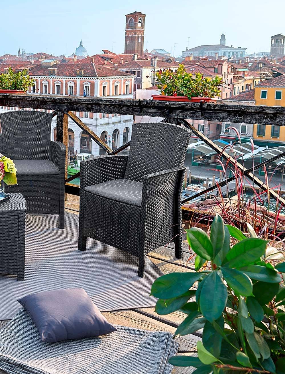 Dmora - Set salon d'extérieur Nettuno, Salon d'extérieur, Kit terrasse ou jardin, Composition d'un salon d'extérieur, Made in Italy, Anthracite - Image 4