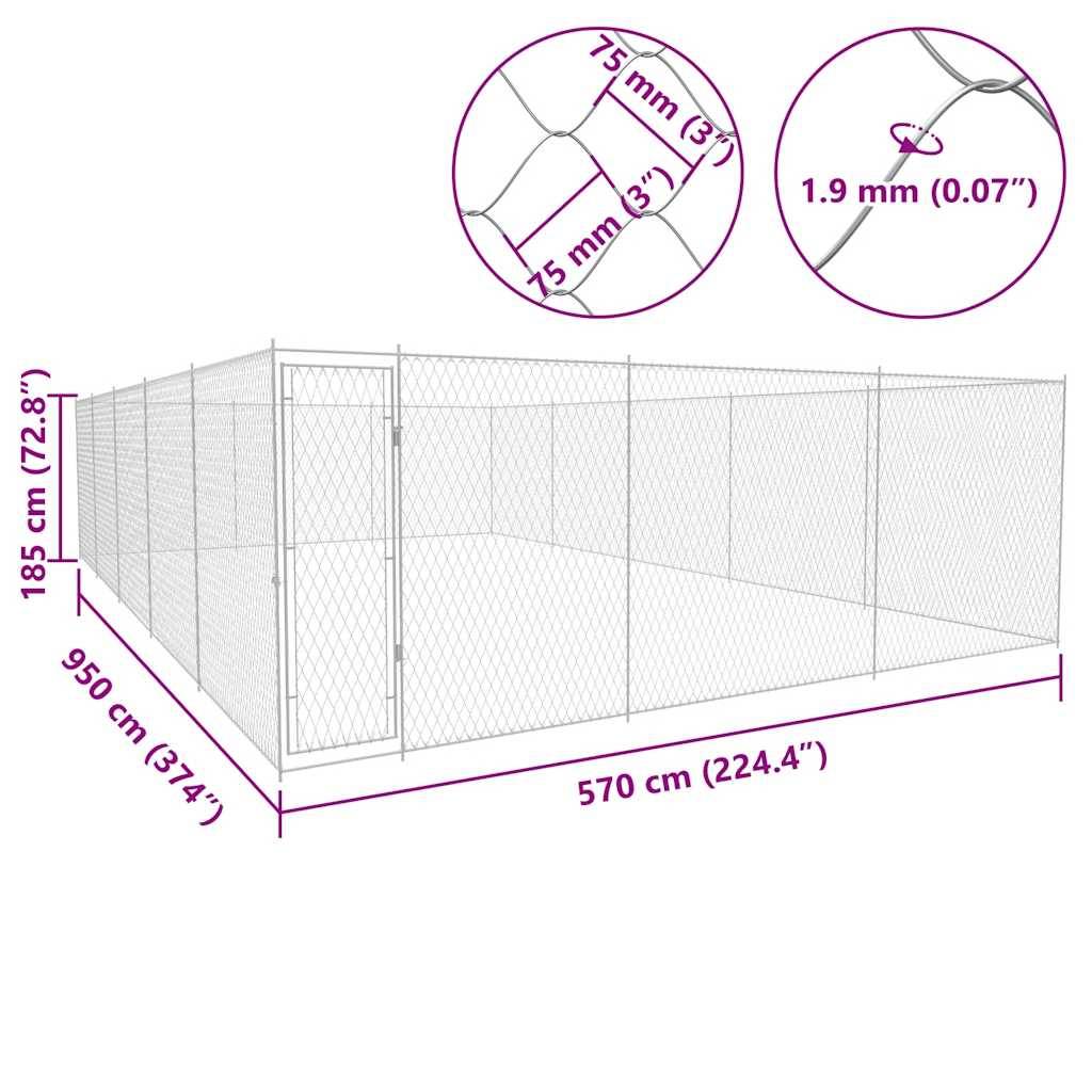 Vidaxl - Chenil extérieur pour chiens Acier galvanisé 950x570x185 cm vidaXL 145036 - Image 3