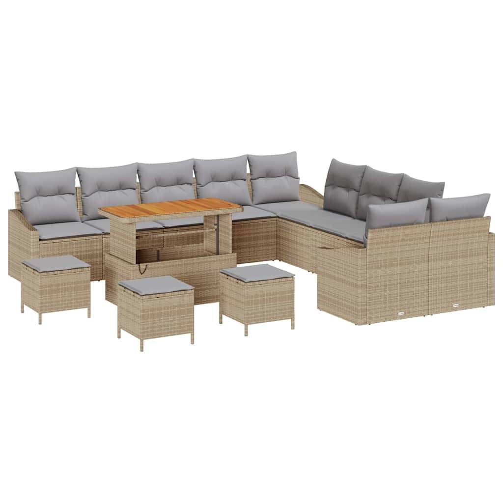 ComfortXL - Canapé Extérieur 13 pcs Résine Tressée Acacia Modulable Coffre Terrasse Beige – ComfortXL Outdoor Living - Image 2