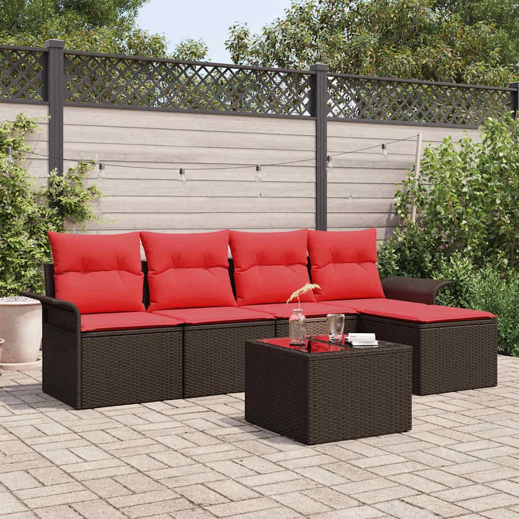Vidaxl - Ensemble de canapé de jardin 6 pcs Marron polyrotin vidaXL 3345334 - Image 1