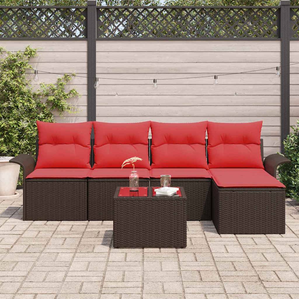 Vidaxl - Ensemble de canapé de jardin 6 pcs Marron polyrotin vidaXL 3345334 - Image 4