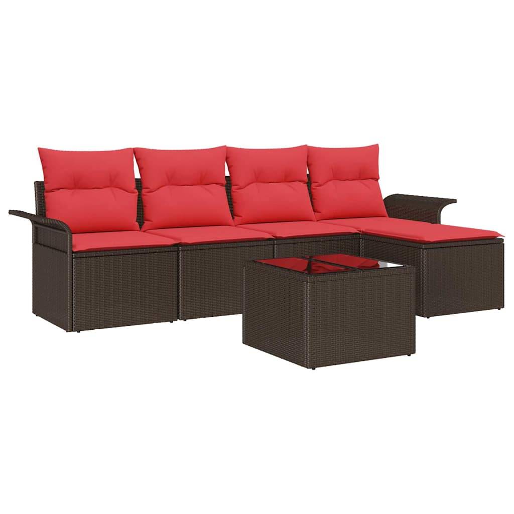 Vidaxl - Ensemble de canapé de jardin 6 pcs Marron polyrotin vidaXL 3345334 - Image 2