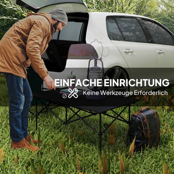 Table Camping Pliante Aluminium Extérieur Plateau Enroulable 95x55cm Noir - ComfortXL Outdoor Living - Image 8