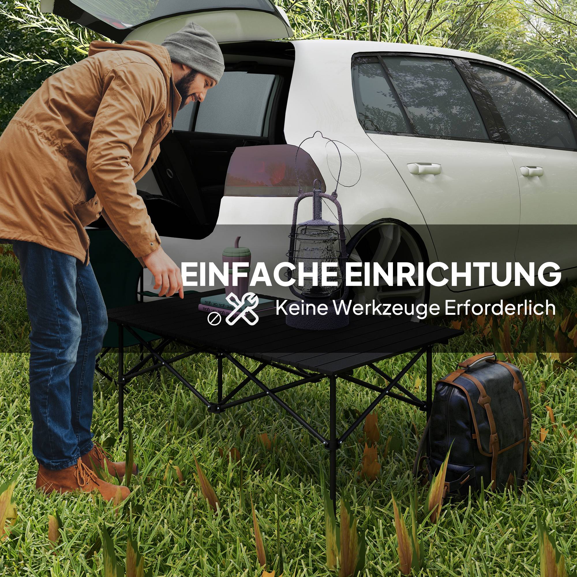 Table Camping Pliante Aluminium Extérieur Plateau Enroulable 95x55cm Noir - ComfortXL Outdoor Living - Image 8
