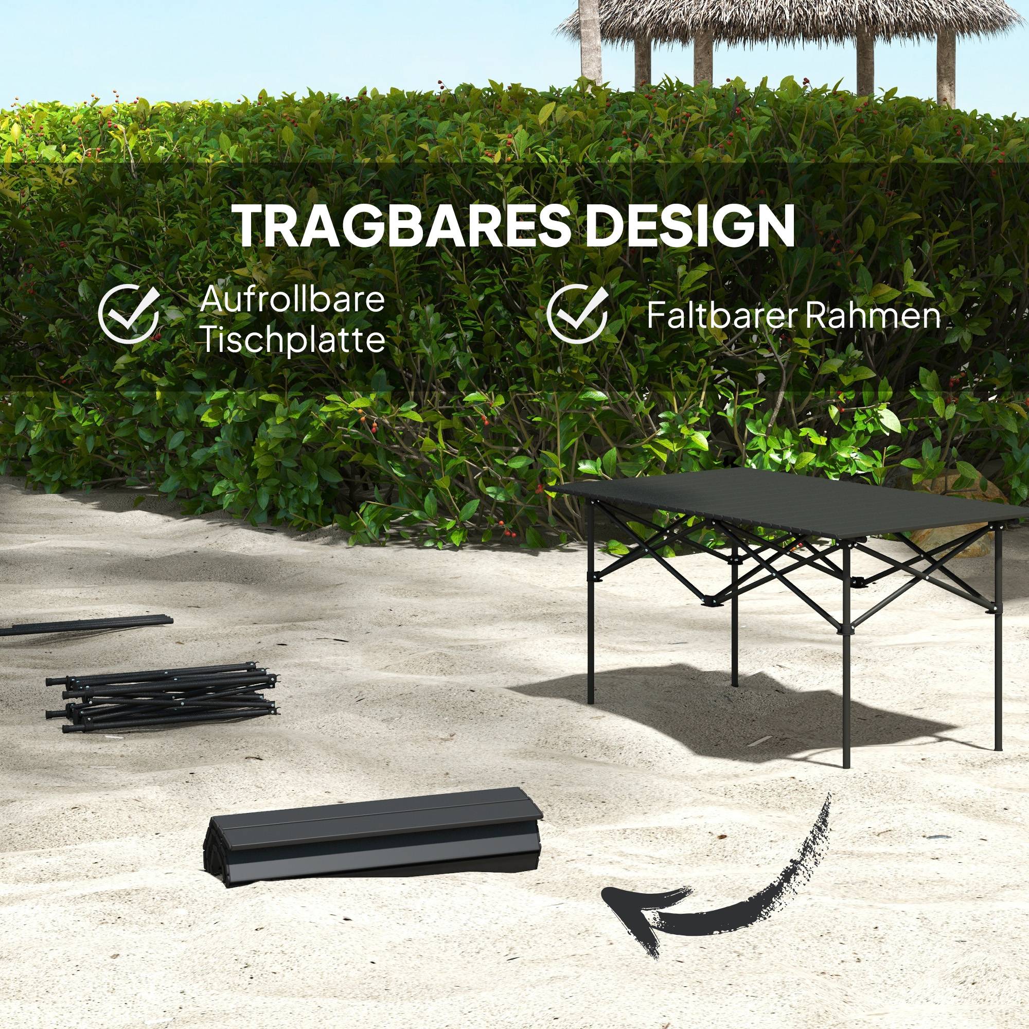 Table Camping Pliante Aluminium Extérieur Plateau Enroulable 95x55cm Noir - ComfortXL Outdoor Living - Image 6