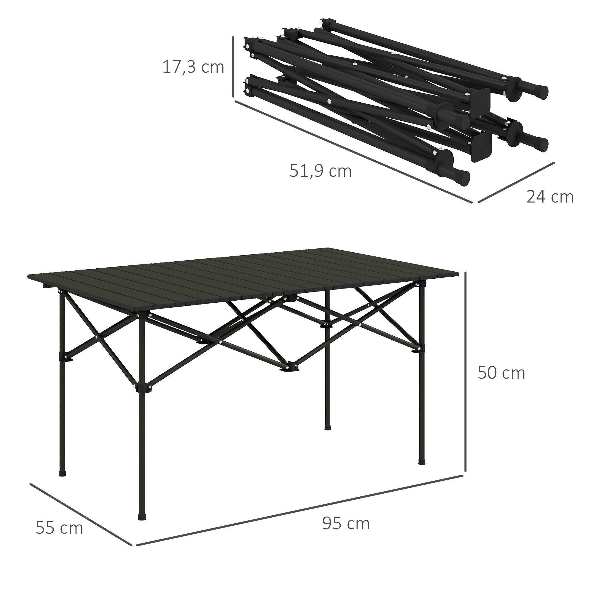Table Camping Pliante Aluminium Extérieur Plateau Enroulable 95x55cm Noir - ComfortXL Outdoor Living - Image 5