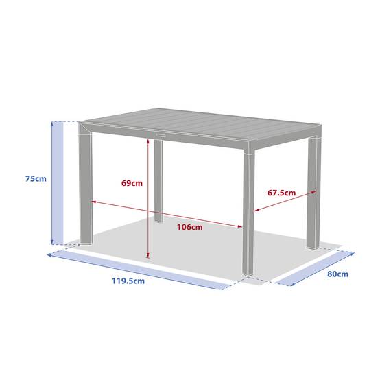Hesperide - Table de jardin "Évasion" effet bois lin & argile 4 places lates en aluminium - Hespéride - Image 7