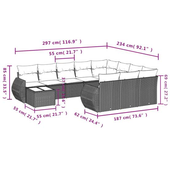 ComfortXL - Salon de Jardin Modulable Gris Clair 10 Places avec Coffre de Rangement en Résine Tressée pour Balcon et Terrasse – ComfortXL Outdoor Living - Image 3