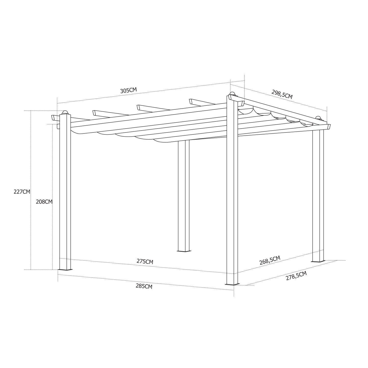 Autre - Tonnelle/Pergola aluminium 3x3m toile coulissante rétractable - Gris Anthracite - HERO - Image 9