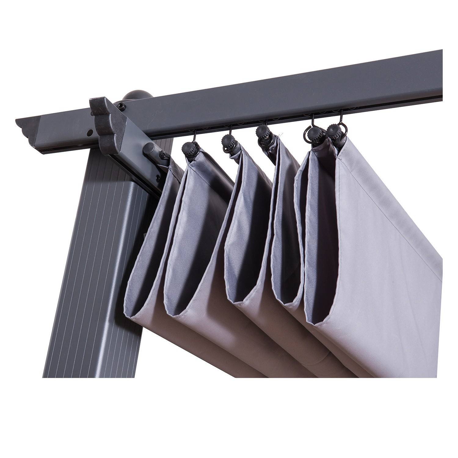 Autre - Tonnelle/Pergola aluminium 3x3m toile coulissante rétractable - Gris Anthracite - HERO - Image 4