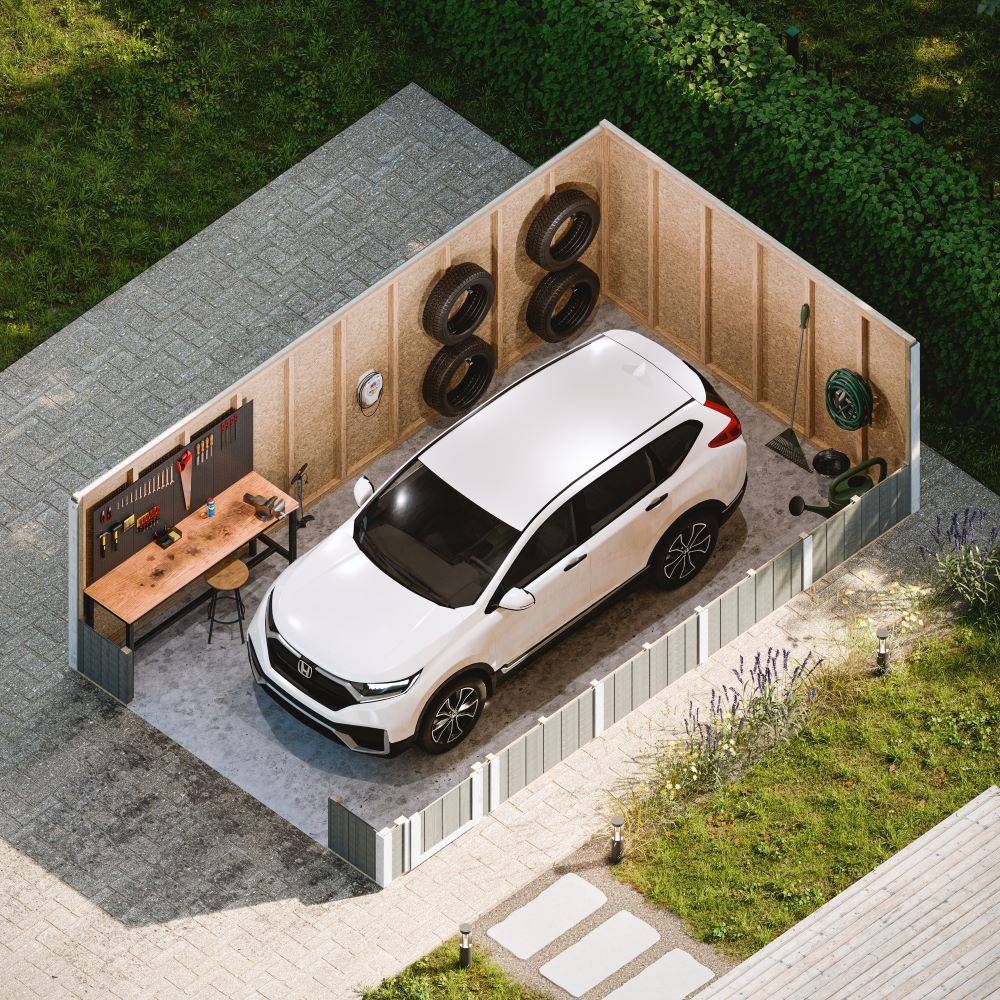 Timbela - Garage Qualité Premium 21 m² / L378xl648 cm - garage pour auto, moto, vélos, machines de jardinage - Timbela M992B-CAVERN STEEL - Image 5